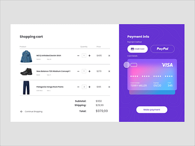 XD Challenge #005 - Shopping cart card credit ecommerce shopping cart ui ui design xd design xddailychallenge