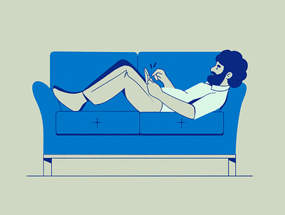 At home at home character chill couch home illustration man mobile relax