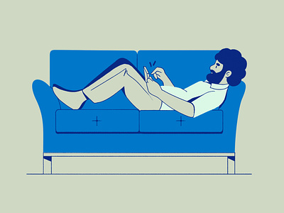 At home at home character chill couch home illustration man mobile relax
