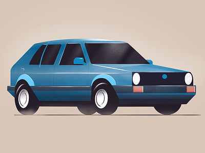 Volkswagen Golf MK1 blue car flat design golf gti illustration mk1 procreate volkswagen vw vw golf