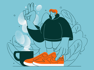 Sneakerhead & coffee character coffee design dunk hello illustration illustrator nike procreate sneaker sneakerhead style