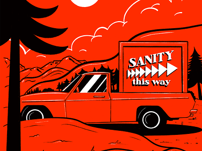 Sanity Truck drawing flat illustration illustration illustrator mountain procreate product sanity truck woods