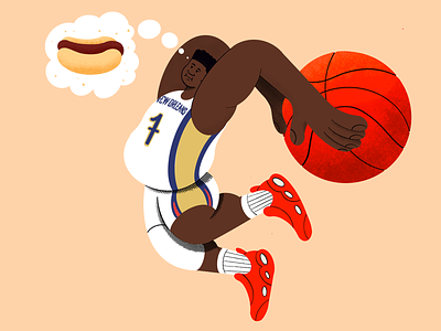 Zion Williamson ball basketball dunk hot dog illustration illustrator nba new orleans nike pelicans procreate zion