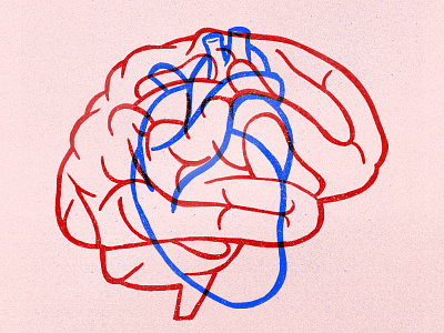 Heart&Brain Illustration brain grain heart illustration stroke texture