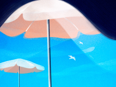 Vacation view 2 art birds blue drawing illustration sky summer umbrella vacation visual