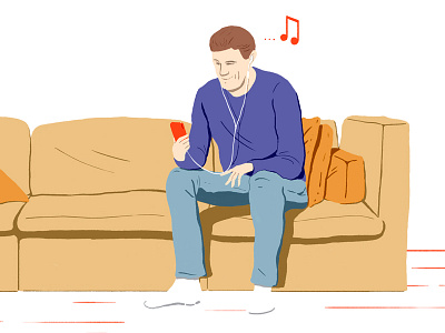 Chillin chill drawing headphones home illustration man music phone rest sofa