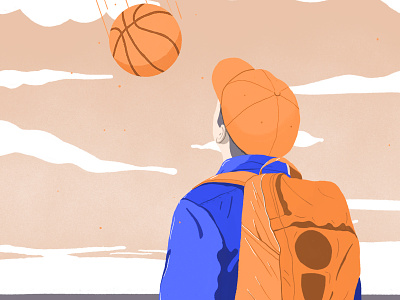 Tourist backpack ball basketball colors drawing illustration pastel product design sky tourist