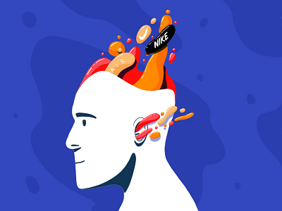 Nike Head bubble dribbble float head illustration mind nike shot