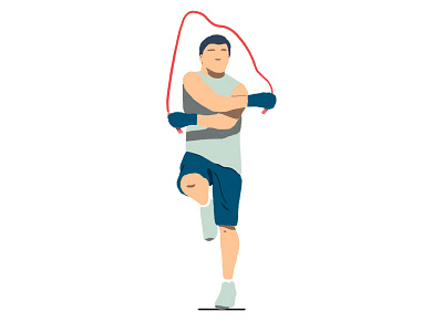 Rope jumping boxer character character design drawing illustration jump rope workout
