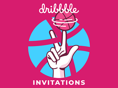 Three Dribbble Invitations basketball draft dribbble hand illustration invitation invite spin