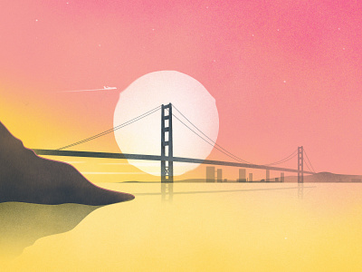 Golden Gate bridge building city city scape drawing dribbble golden gate illustration san francisco shot skyline sunrise