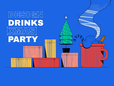 Design Drinks Xmas party cover art cover cup design drawing drinks illustration party presents textures tree xmas