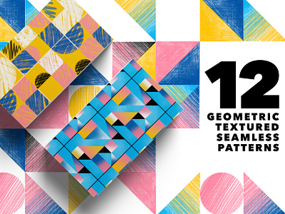 12 Geometric Textured Seamless Patterns