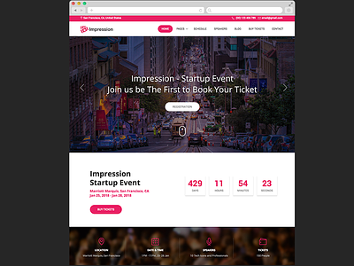 Impression Free Bootstrap Html Event And Conference Template By Graygrids Team On Dribbble