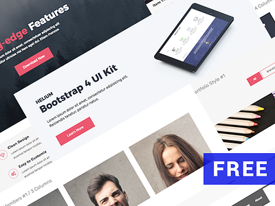Free Bootstrap UI Kit - Helium bootstrap business components design free freebie html ui ui kit