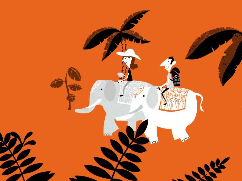 Travelling, travelling... Ahh... :) ae after effects animated video animation character design explainer flat forest illustration jungle orange