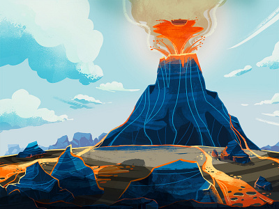 ERUPTION animated series animated video animation background fire illustration lava photoshop vulcano