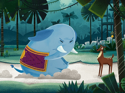 Hitting the brakes! animal animated video animation background cartoon series character deer elephant forest illustration jungle photoshop