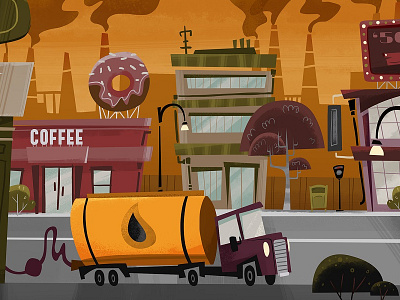 A Tank Truck 2d animation art cartoon city concept design graphic illustration illustrator lorry smog