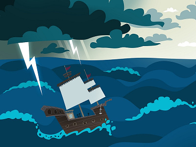 Thunderstorm animated series animated video animation background cartoon series photoshop sea ship storm thunderstorm