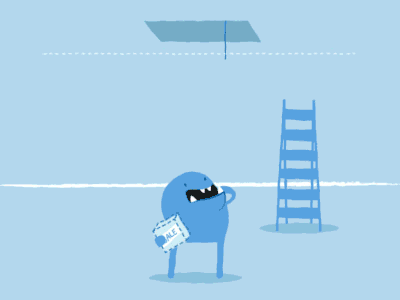 Series of GIFs animation beach box character death design explainer fun ladder monster motion shopping