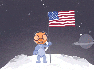 Moon landing ae animation character animation design explainer video gif gravity landing monster motion space