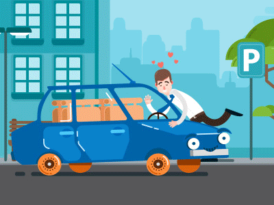 Hug me! ae animation car character animation city design explainer video gif hug love motion shopping