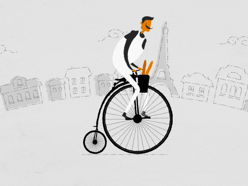 Biking ae animation baguette bike character animation city design explainer flat france gif motion