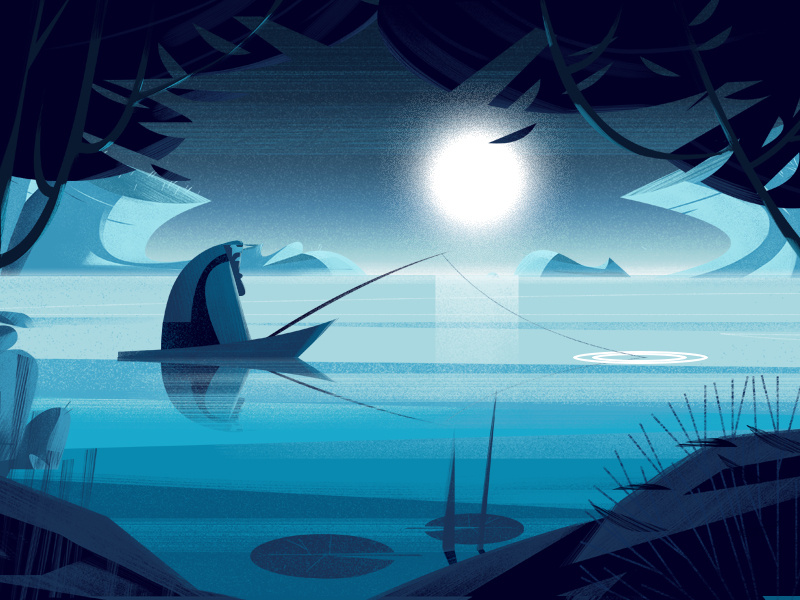Pleasant expectation education explainer cartoon designs quiet peace a boat a lake fishing fisherman expectation pleasant
