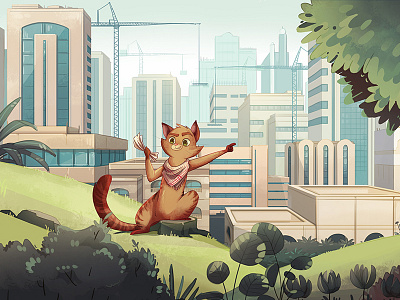Catsaway animated book animation background cat city design graphics illustration skyscrapers
