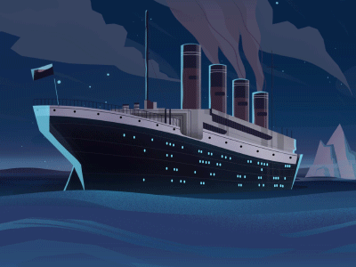 BOS Corporate Event #2 animation crew cruise iceberg illustration journey ocean sailor sea ship travel waves