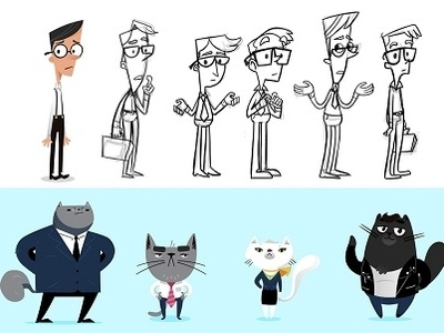 Character Design Set #2 animated series animation animation character boy cat cats character character design character design set concept design illustration inspiration man sketch