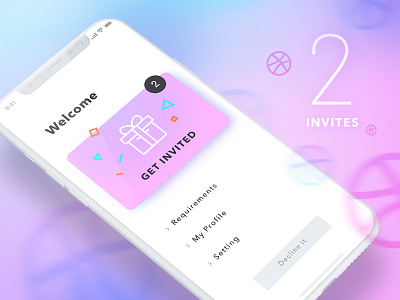 2 dribbble invites! app dribbble invite get invited give away invitation invite mobile pink ui