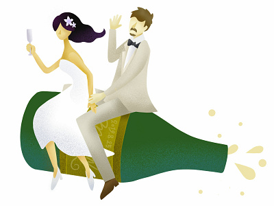 Wedding Illustration bride champagne drawing groom illustration ipad procreate weddomg