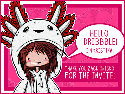 Hello Dribbble! axolotl cartoon debut dribbble illustration