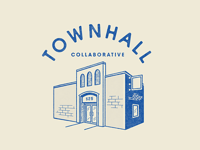 Townhall Identity blue branding building community denver illustration shop