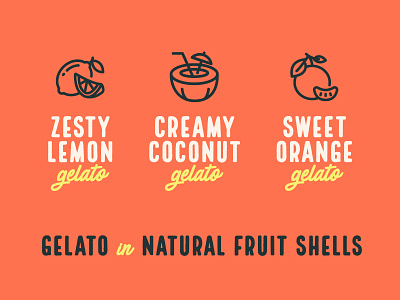 Gelato Icons coconut gelato ice cream lemon orange pastel salmon script tropical