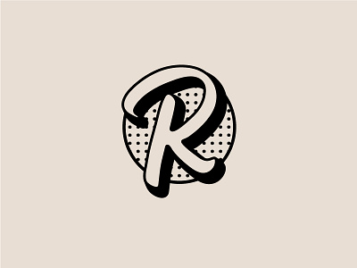 R Monogram black and white dots letter monogram retro vintage