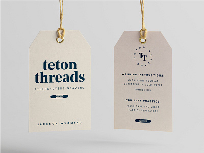 Teton Threads Hang Tag blue branding clothing jackson shuttle tag weaving wyoming