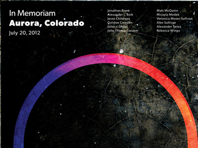 Tribute to Aurora, Colorado aurora colorado memorial poster typographic poster