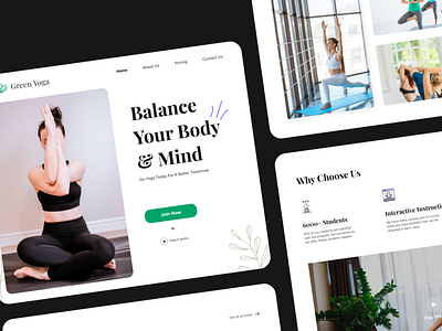 Green Yoga - Yoga Landing Page app design fitness health home page landing page meditation popular ui ui design ui ux ux web design yoga yoga pose