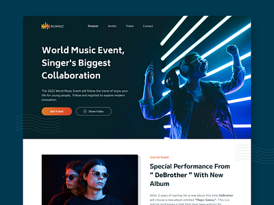 Rumsic - Music Event Website clean concert design event figma landing page minimalist music party ui ui design ux web web design