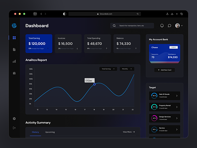Finance Management Dashboard Dark - UI KIT