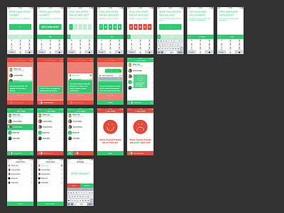 Red/Green branding flows green ios iphone mobile mockups red screens ux