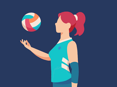 Volleyball Player character flat design girl illustration player procreate sport volleyball