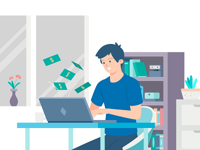 Earn Money Online Illustration illustration online student vector work from home