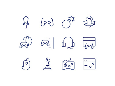 Gaming Icon bomb game gaming graphic design icon joystick line art online gaming sword