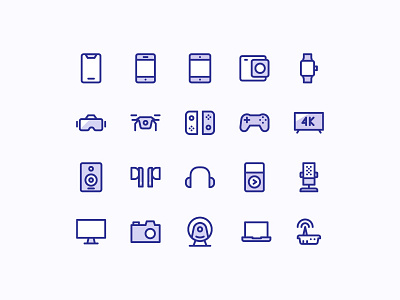 Gadget Icons 4k action cam camera drone icon iphone x music player nintendo switch playstation router smartwatch vr