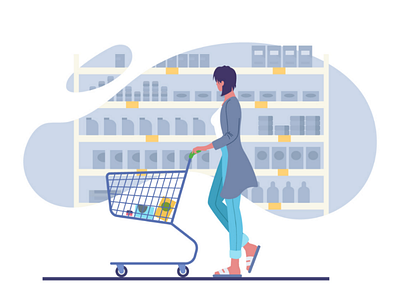 Grocery Shopping girl grocery illustration shopping