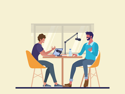 Podcast Interview blog host illustration interview microphone podcast radio recording